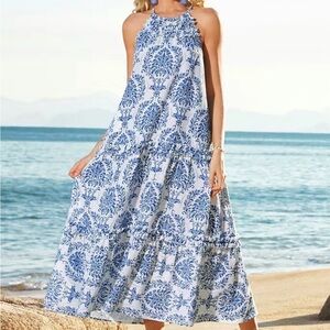 Grace Karin Blue and White Floral Dress